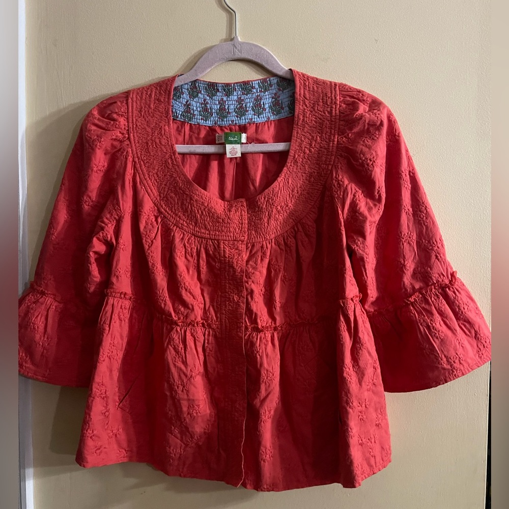 ETT twa for Anthropologie formal shirt, bell sleeves, women’s 6